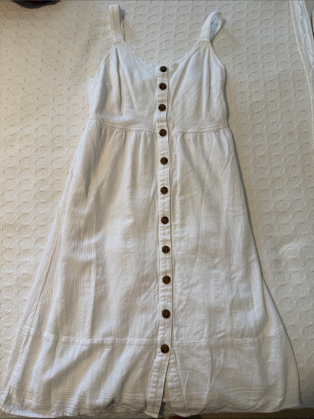 Universal Thread White Button-Front Sundress with Brown Buttons